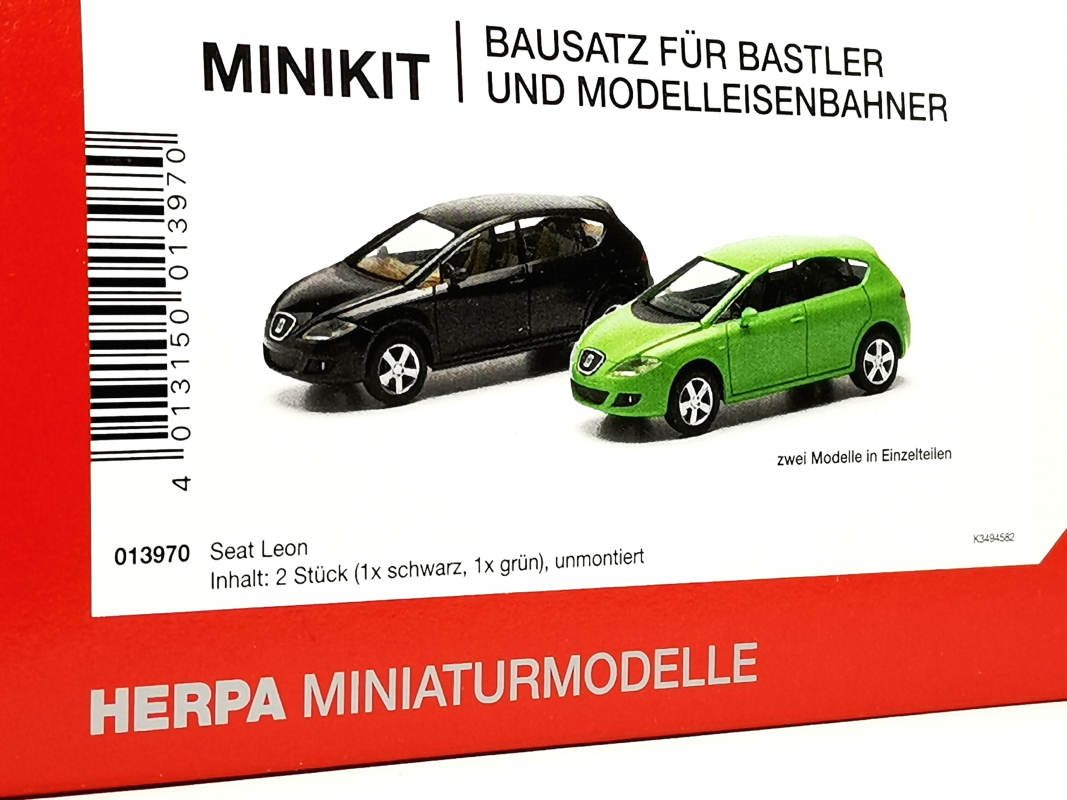 013970 MiniKit Seat Leon, 1x schwarz 1x grün Herpa